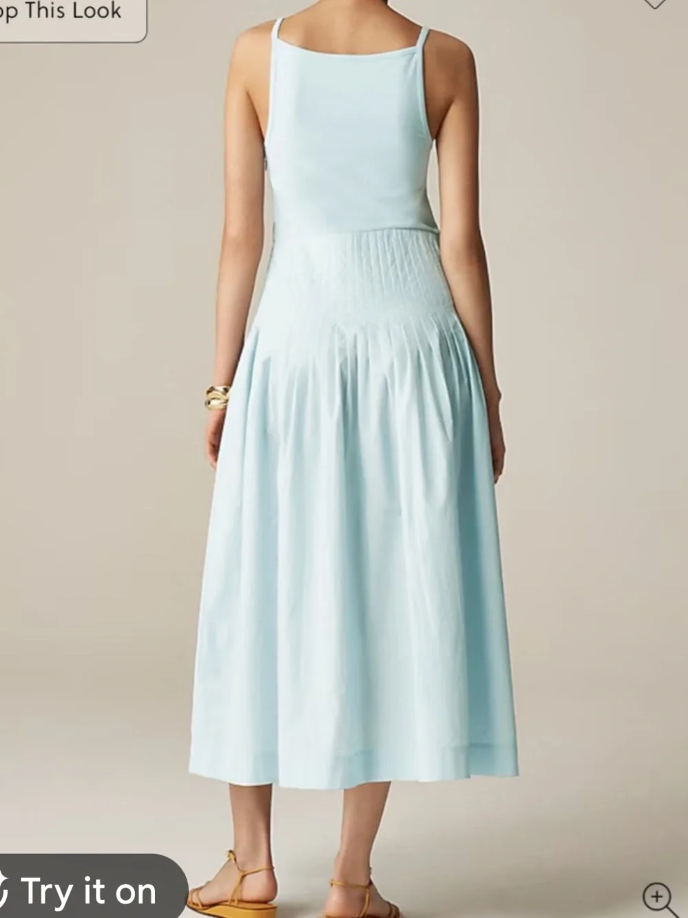 J. Crew Light Blue Smocked Strap Midi Dress